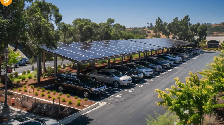 Ombrière photovoltaïque de parking commercial