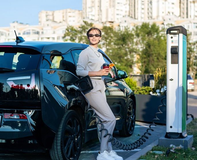 Recharge d'un véhicule électrique sur une borne publique