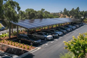 Ombrière photovoltaïque de parking commercial